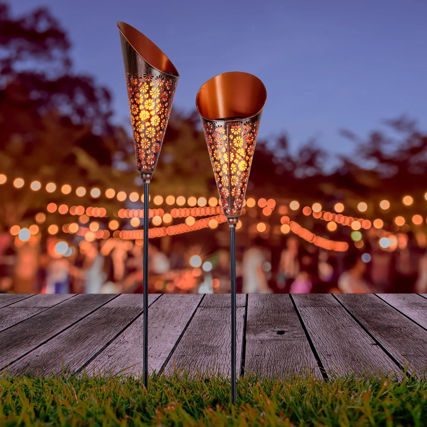 Näve LED-Solarleuchte Flammeneffekt mit Erdspieß Kupfer 96 x 15 x 12,5 cm kaufen bei OBI