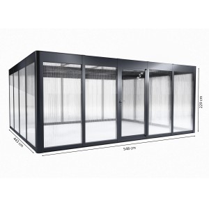 SunElements Gartenhaus SunGarden Select 5.4, anthrazit-metallic, 24,2 m², mit Maßen. Ideal für Pflanzenanzucht.