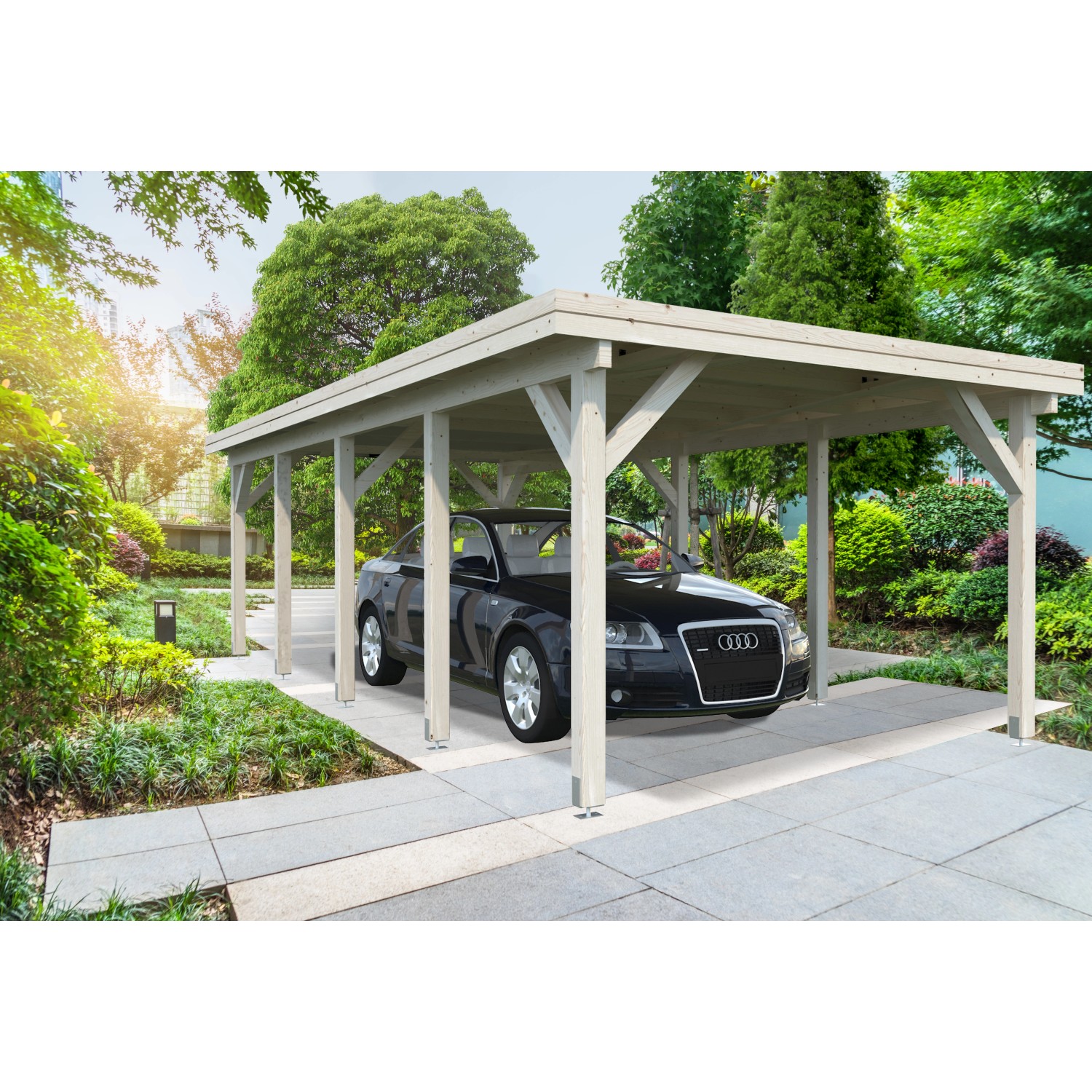 Palmako Carport Karl 315 x 732 cm Lackiert Dunkelgrau FSC® günstig online kaufen