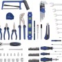 LUX Werkzeugkoffer, 108-teilig, mit Hammer, Säge, Zangen, Schraubenschlüsseln, Schraubendrehern und Bits.