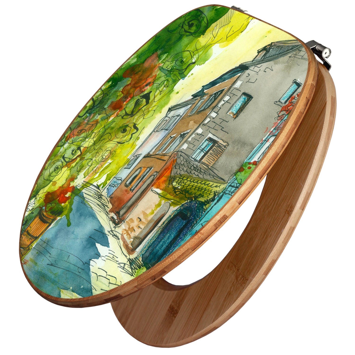 Banjado Design WC Sitz Bambus Toilettendeckel Toilettensitz Bambus Holz Klo günstig online kaufen