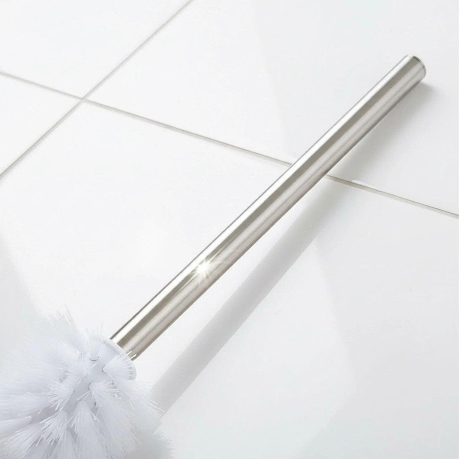 Relaxdays WC-Bürste Kunststoff Edelstahl Weiß Silber 5er Set Abnehmbar 35 cm x ø 8 cm_5