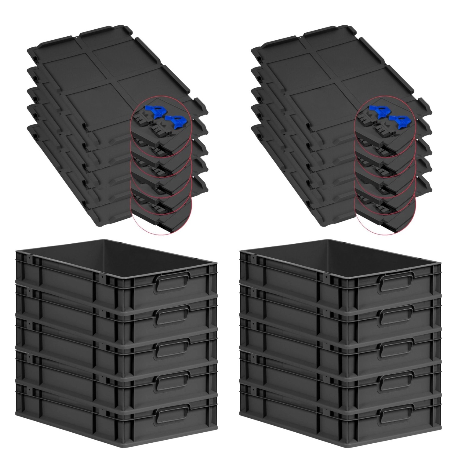 PROREGAL SuperSparSet 10x Eurobox Nextgen Grip Mit Scharnierdeckel Und Blau günstig online kaufen