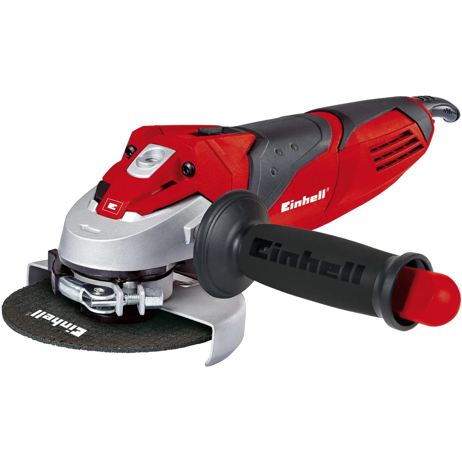 Einhell Winkelschleifer-Set TE-AG 125/750 Kit mit Trennscheibe und Zusatzhandgriff.