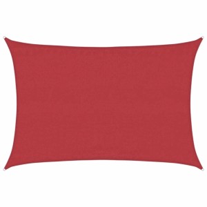 Rotes rechteckiges Sonnensegel aus HDPE, 4x6 m, mit verstärkten Ecken und Befestigungsösen.