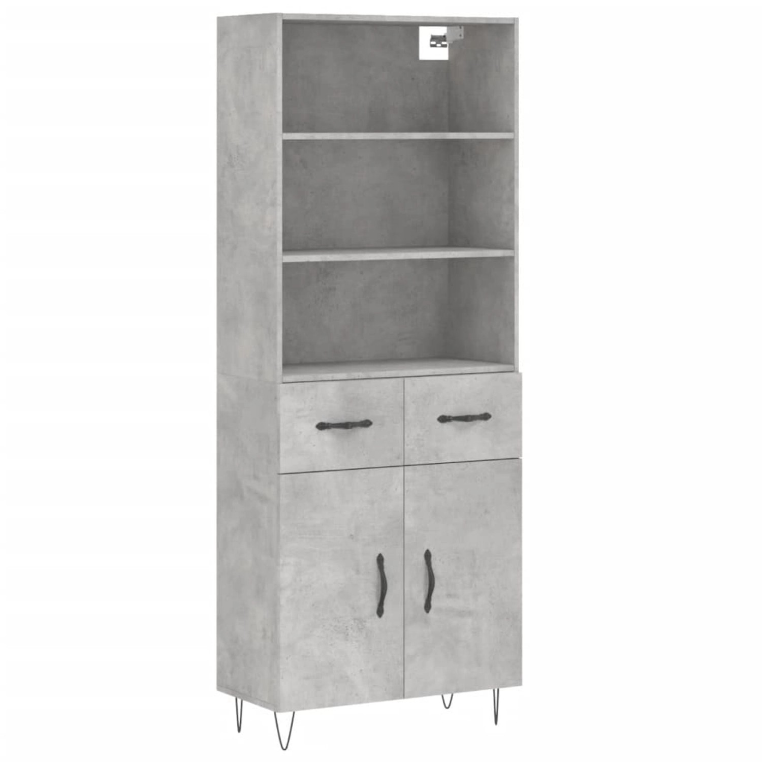 vidaXL Highboard Betongrau 69,5x34x180 cm Holzwerkstoff 3200549