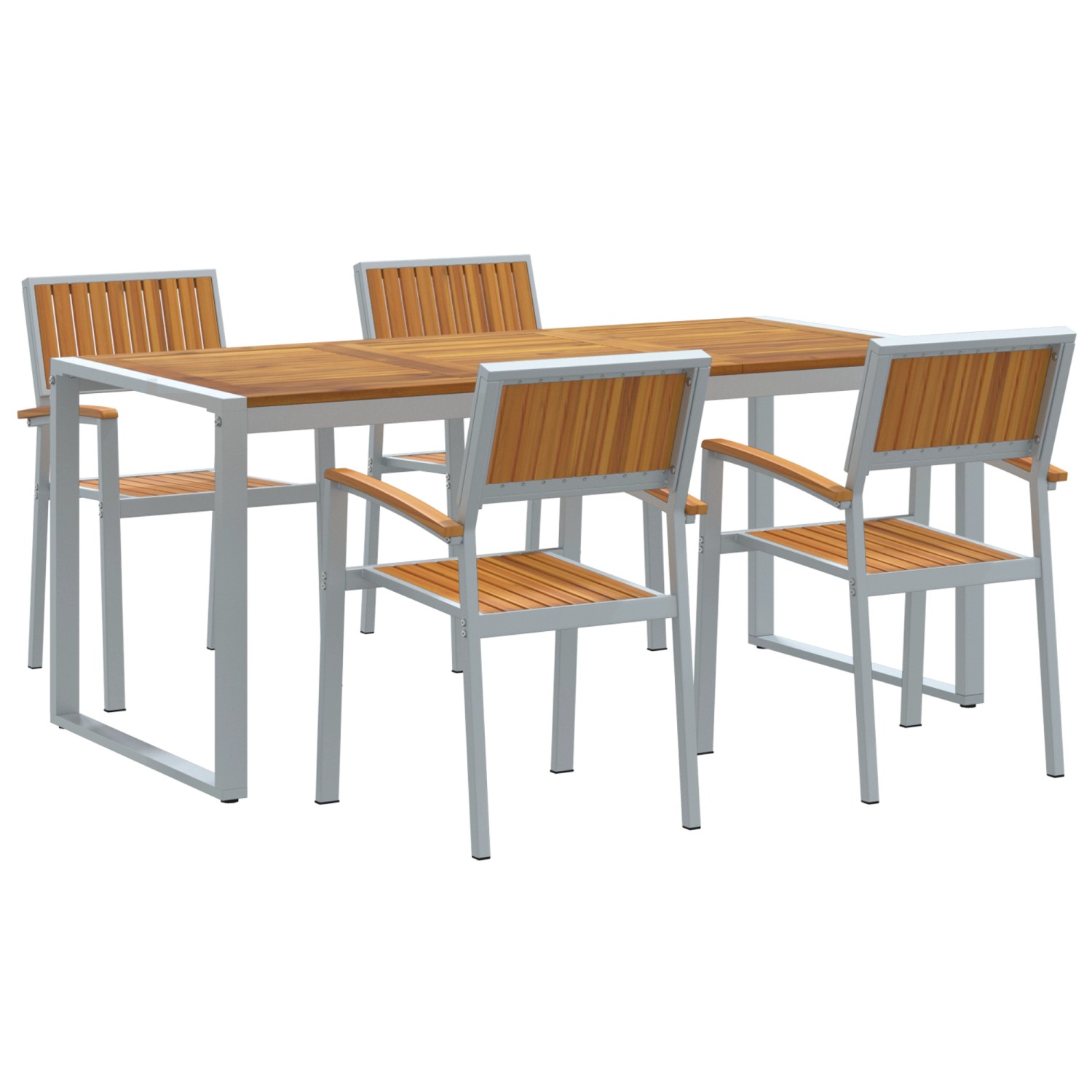 vidaXL 5-Teiliges Garten-Esszimmer-Set aus Massivem Akazienholz und Metall günstig online kaufen