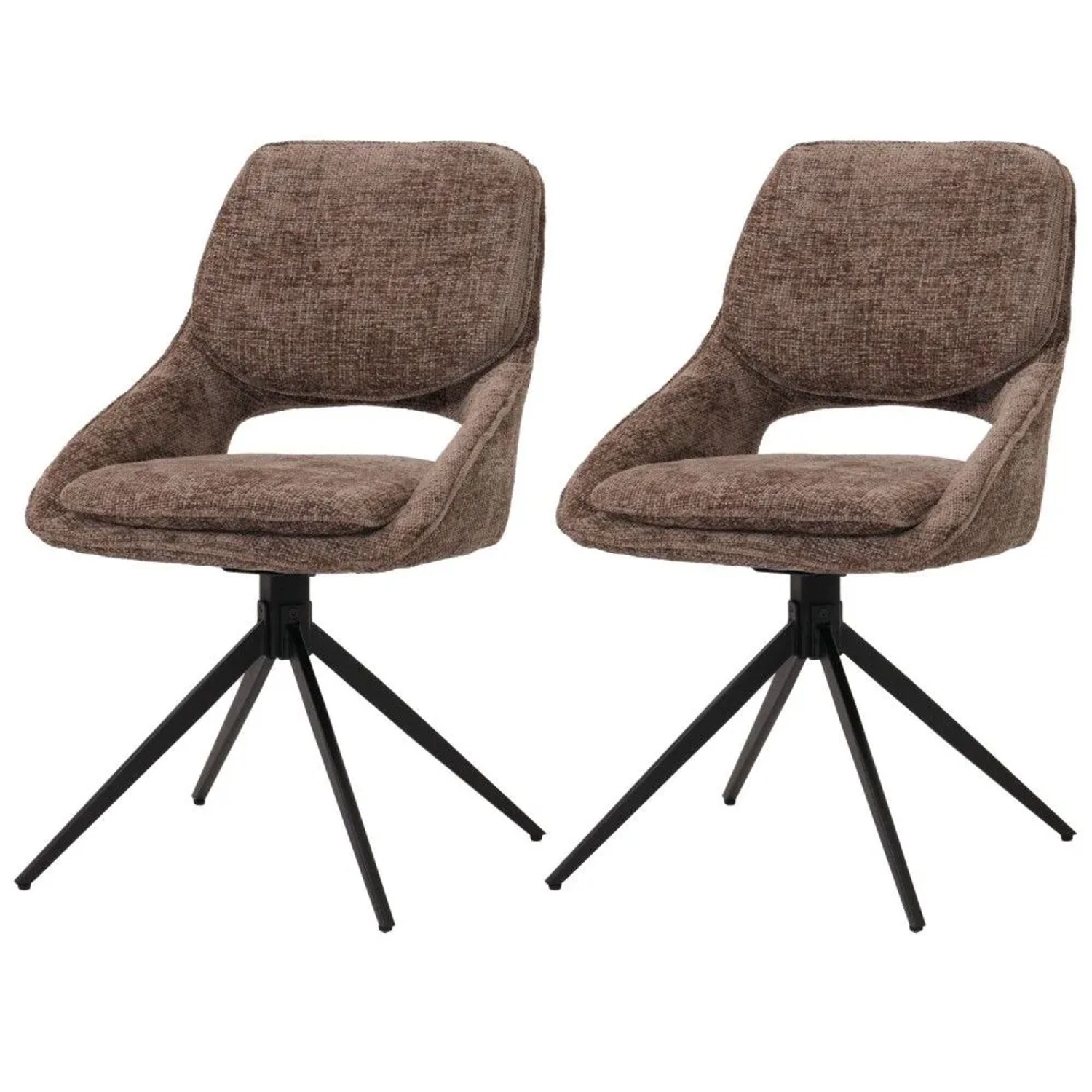MCW Esszimmerstuhl N73 2er-Set Stoff/Textil Chenille 490g/m² Braun