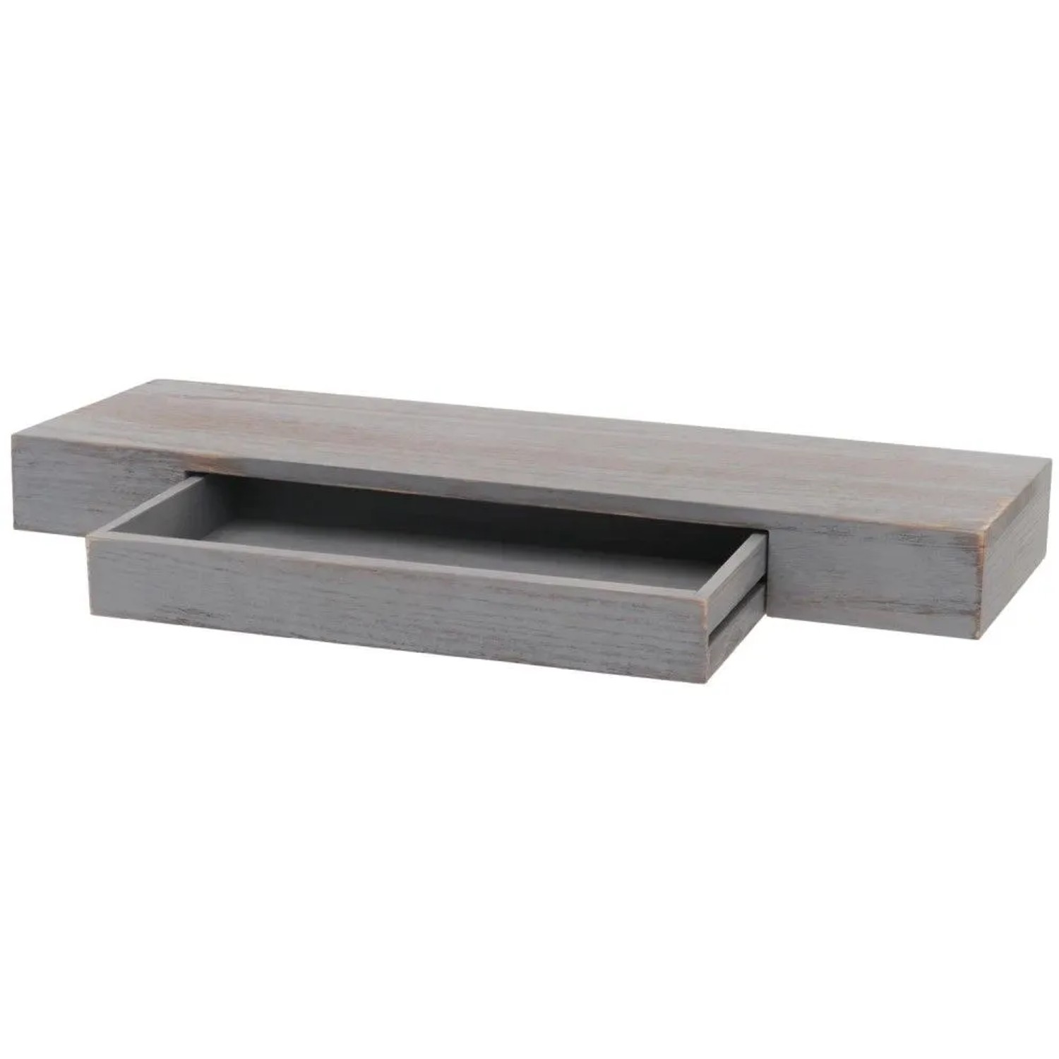 MCW Wandregal H37 Schublade 8x80x25cm Grau Shabby