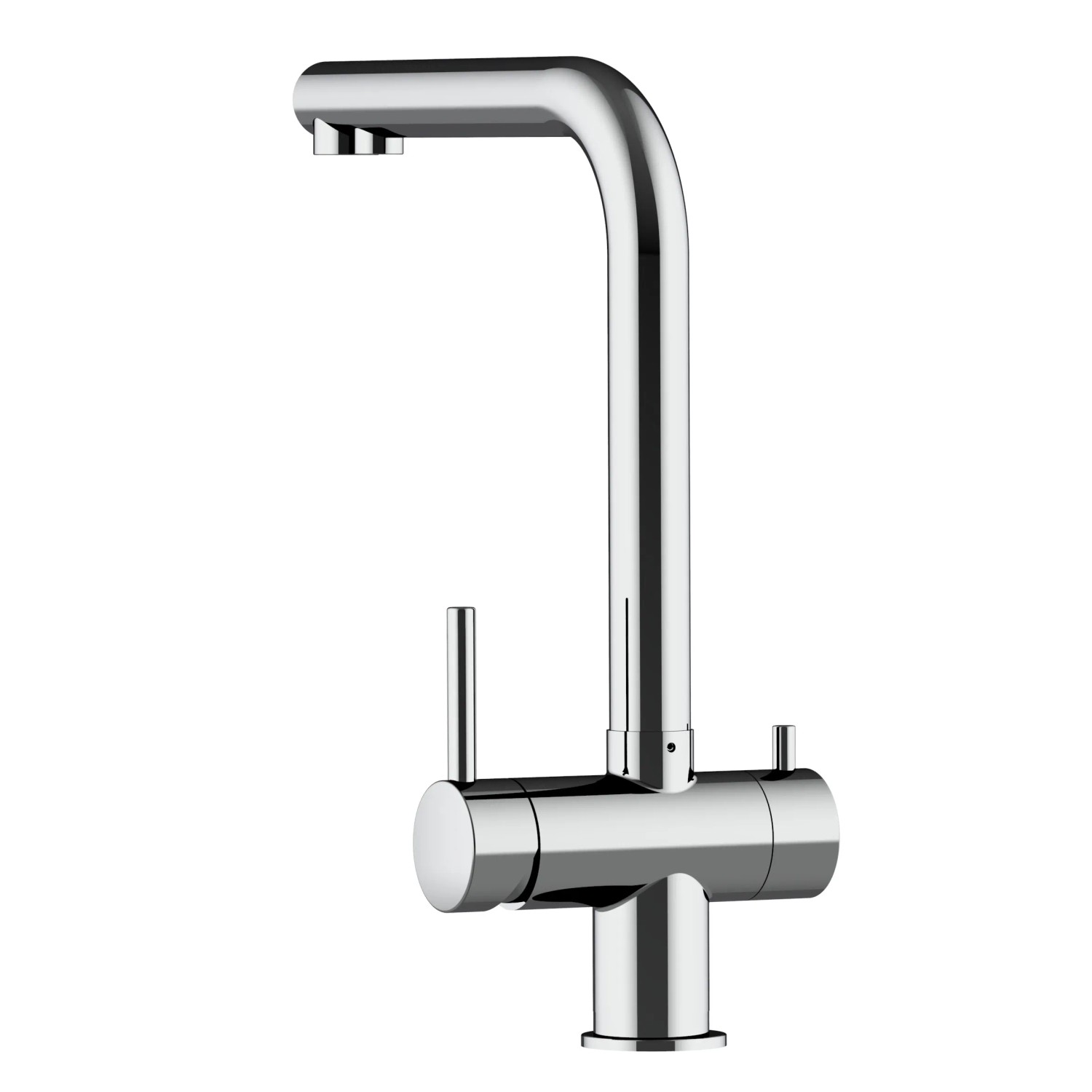 VIZIO Niederdruck 3-Wege Küchenarmatur aus Edelstahl, hochglanzpoliert und schwenkbar.