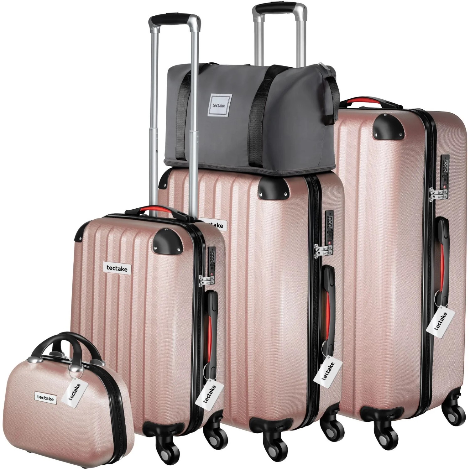 Tectake Hartschalenkoffer Set Cleo 19 Teilig Hartschalen Aus Robustem Abs Kunststoff Mit Teleskopgriff Und Tsa Schloss Mit Zubehör 48 X 30 5 X 75 Cm