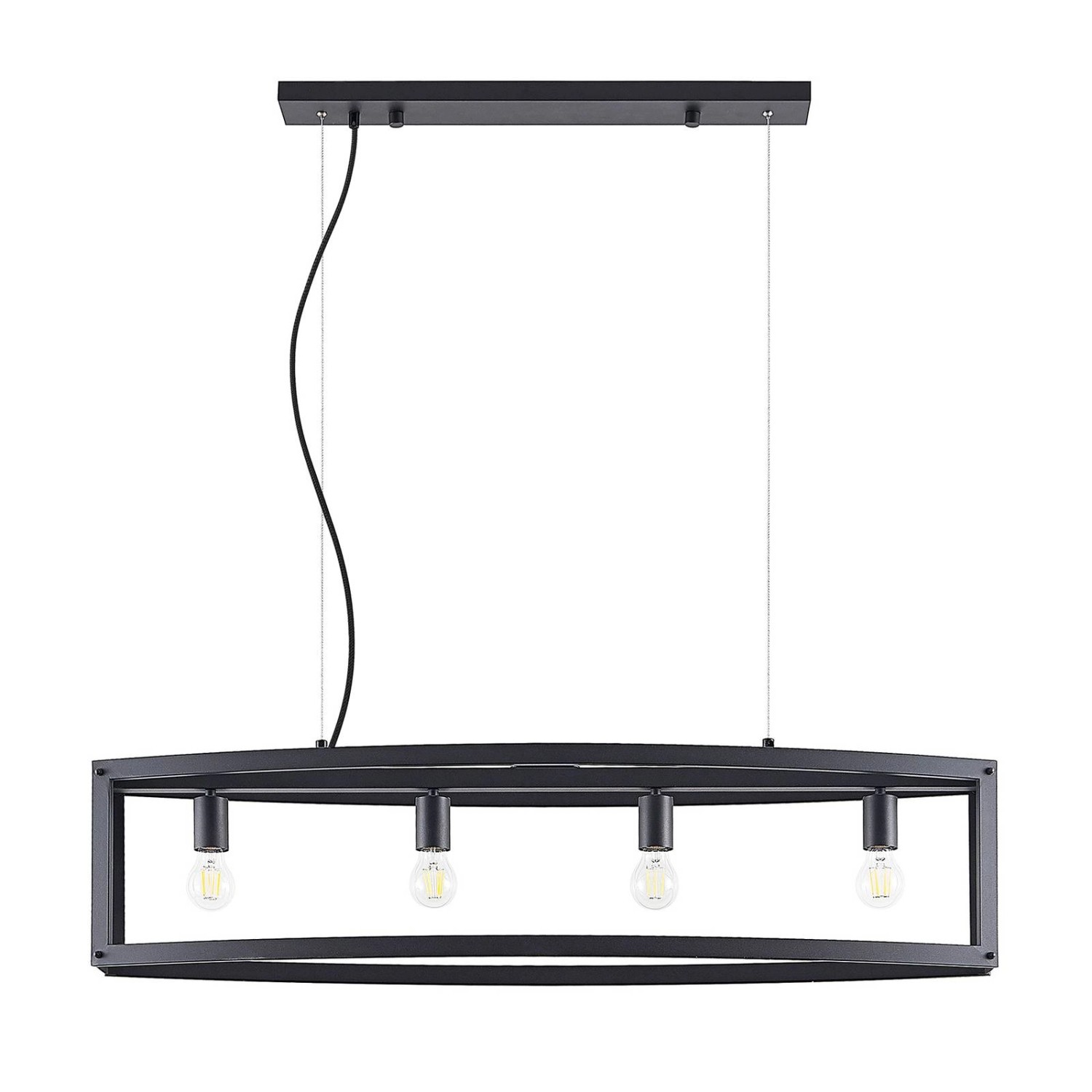 Lindby Pendelleuchte Mizgin 9921135 Landhaus Vintage Rustikal in Schwarz aus Metall 4-flammig E27 Wohnzimmerleuchte
