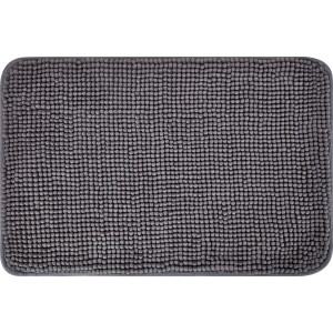 Dunkelgraue baliv Badematte (40x60 cm) aus Polyester mit Noppenstruktur.