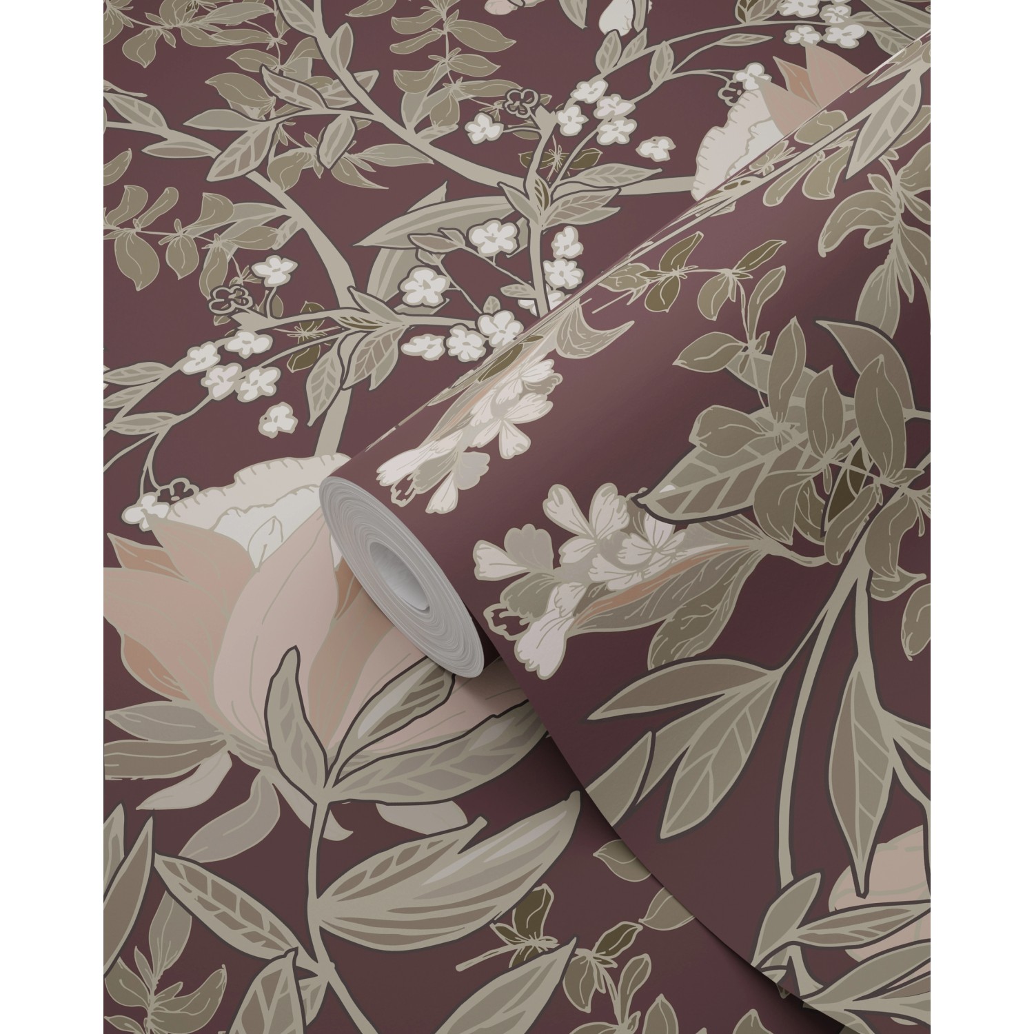 ESTAhome Tapete Blumenmuster Im Jugendstil Aubergineviolett 50 x 900 cm 139 günstig online kaufen