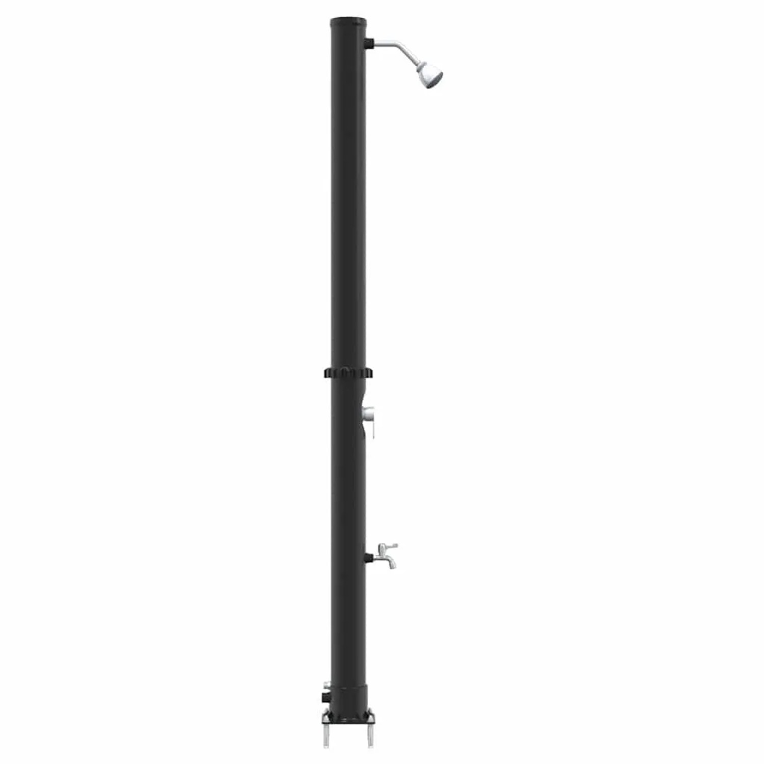 Schwarze vidaXL Solar-Außendusche, 217 cm hoch, aus PVC und Aluminium. Ideal für Garten und Terrasse.