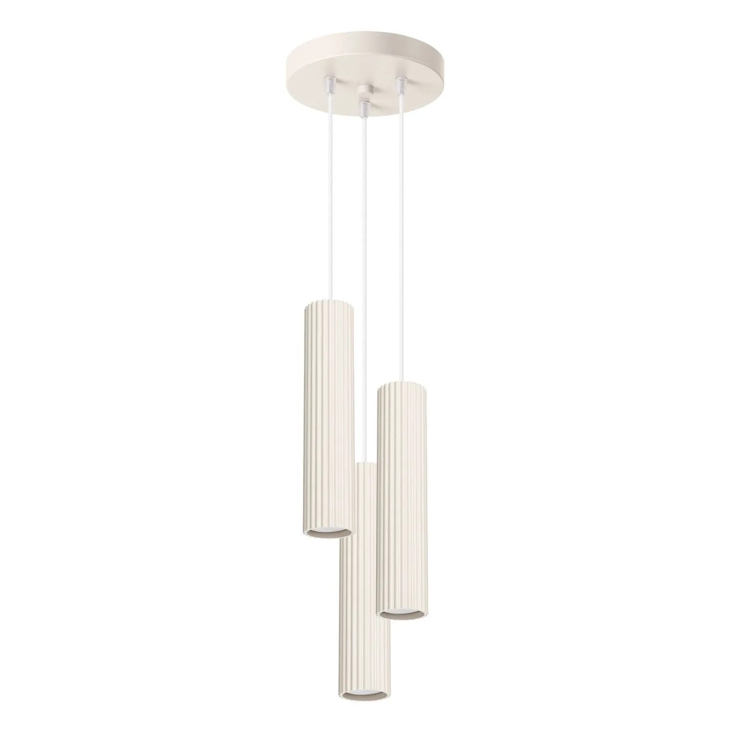 Licht-Erlebnisse Hängelampe Esstisch 19,5 CM Breit GU10 3-Flammig Modern Creme Aluminium
