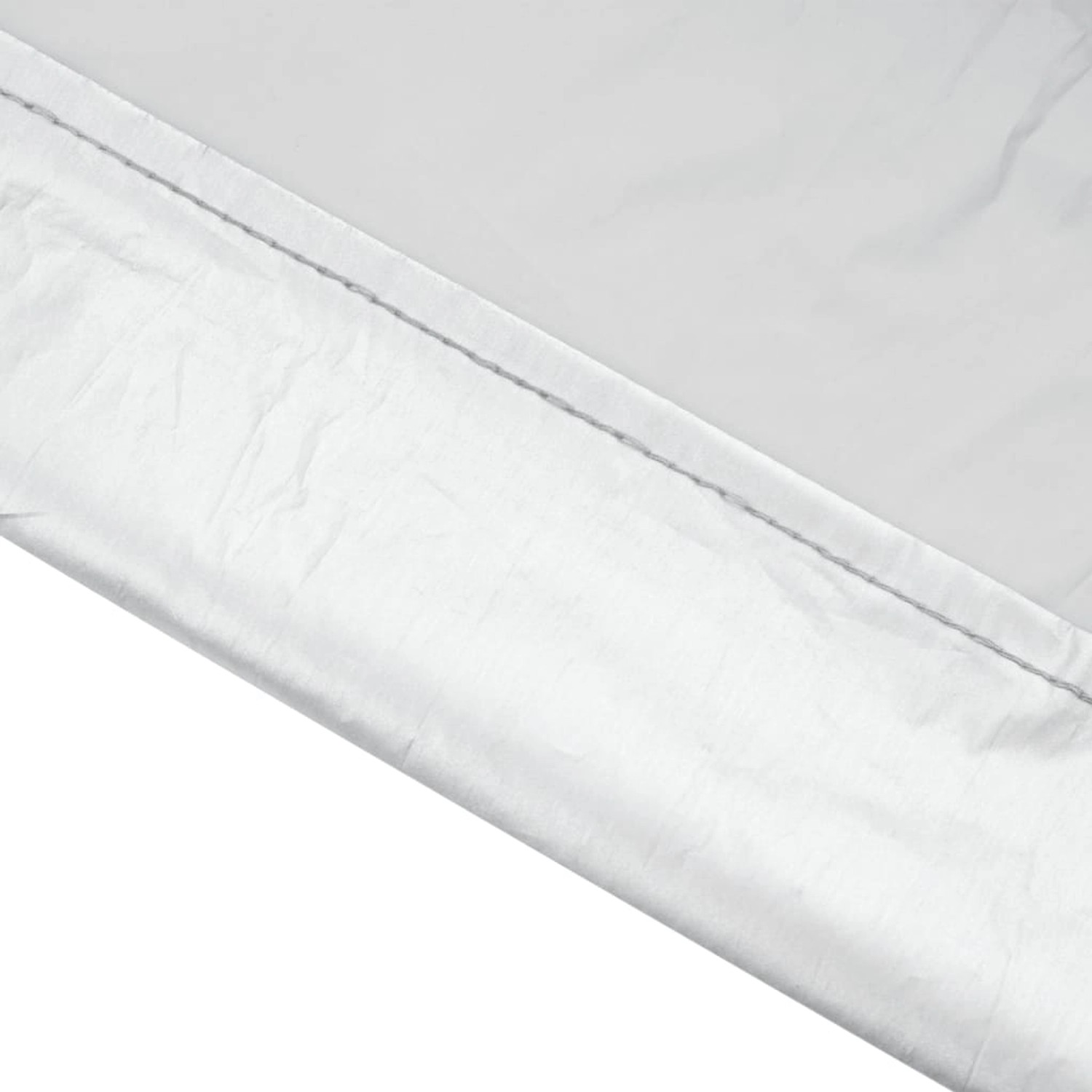 Detailaufnahme: Silberne vidaXL Autoabdeckung Halbgarage, Material und Naht sichtbar.