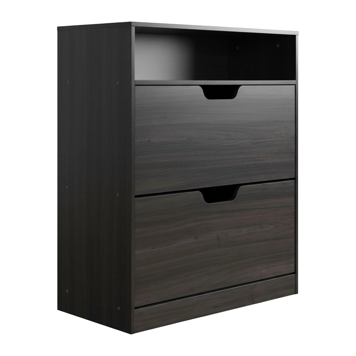 Relaxdays Schuhkipper Holzwerkstoff PP Grau Offenes Fach 102 cm x 80 cm x 24 cm