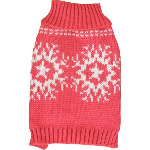 Roter Heim Hundepullover mit Schneeflockenmuster, Größe 45.