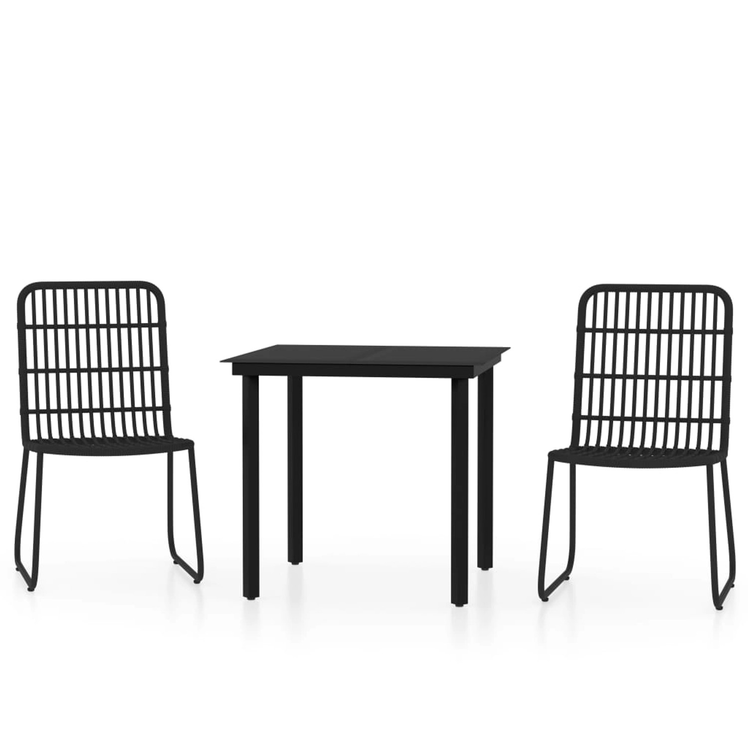 vidaXL 3-Tlg Garten-Essgruppe Schwarz 3099167