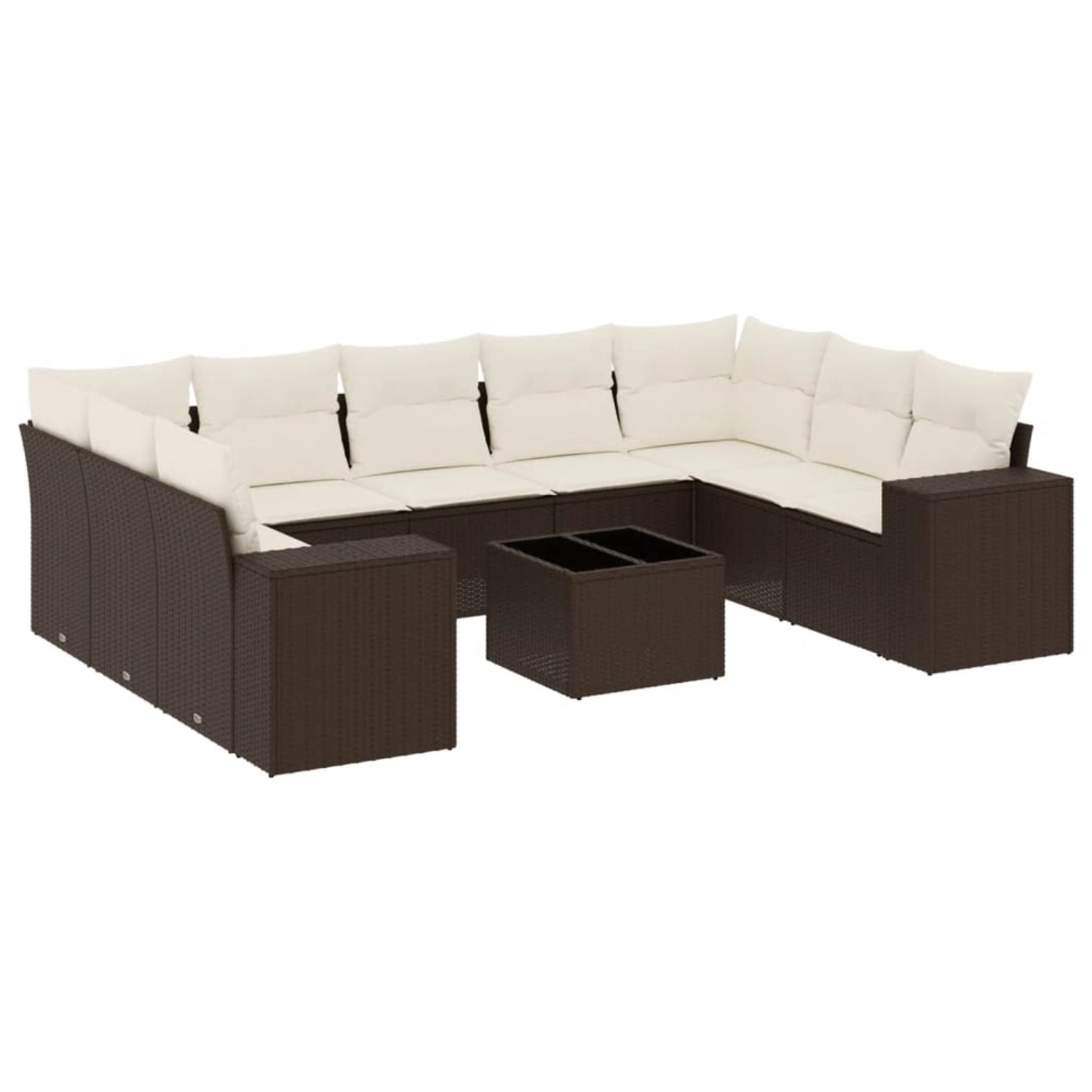 vidaXL 10-Tlg Garten-Sofagarnitur mit Kissen Braun Poly Rattan 3223012 günstig online kaufen