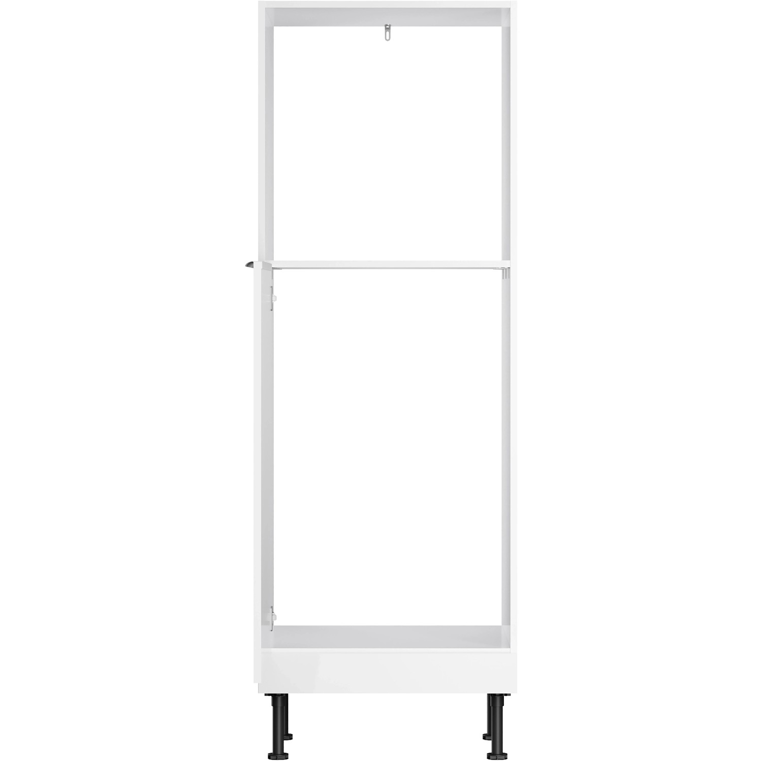Optifit Midischrank Arvid986, 60 cm, Weiß, für Backofen und Kühlschrank. Vorratsschrank mit Tür und Konstruktionsböden.