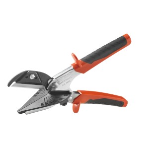 PROTEKTOR Spezialschere für PVC-Profile mit orangefarbener, markierter Auflage.