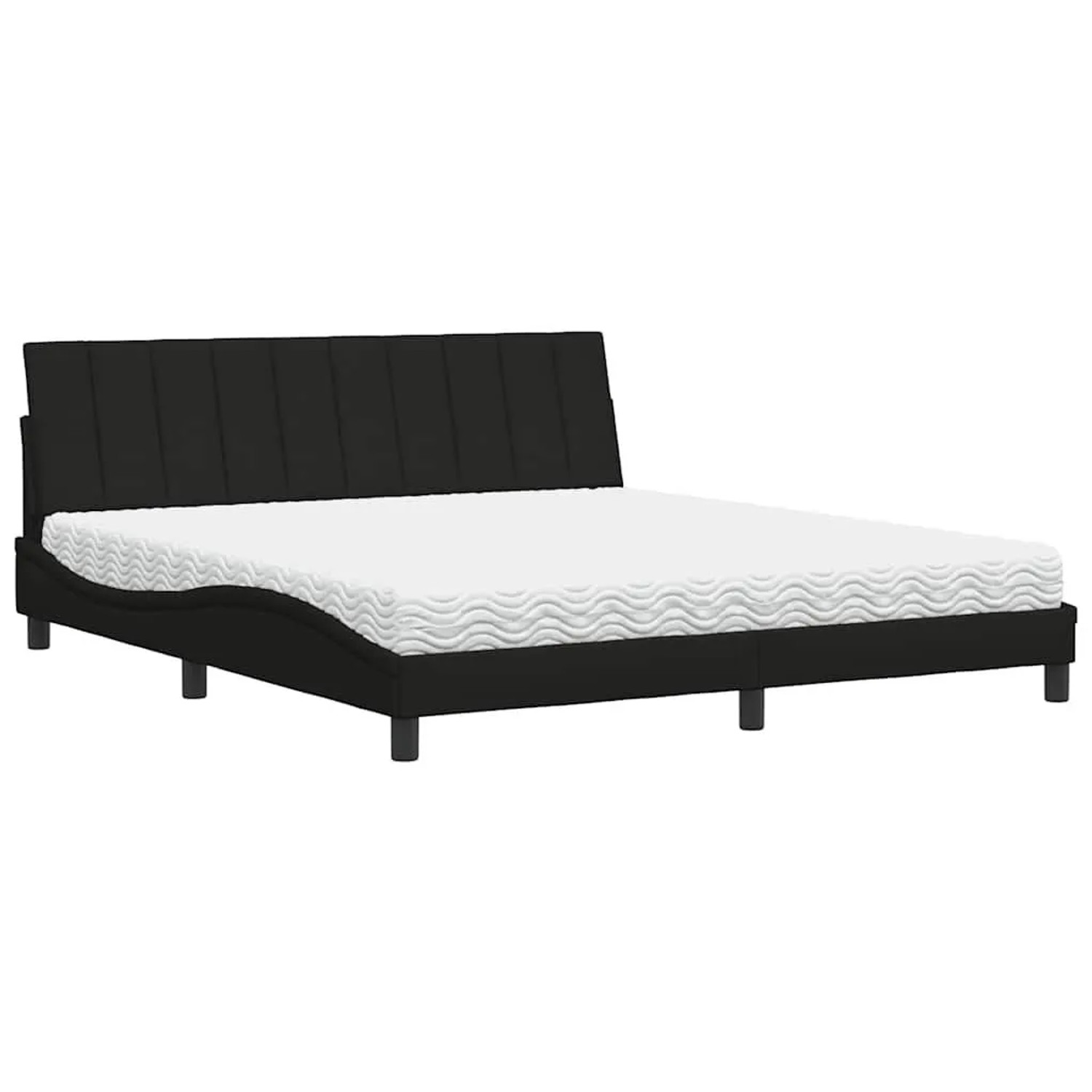 vidaXL Bett mit Matratze Hanko Schwarz 180x200 cm Stoff 3310547