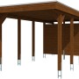 Skan Holz Carport Friesland Set 2 in Nussbaum, Holzkonstruktion mit Abstellraum und Aluminiumdach.