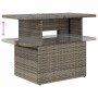 Verstellbarer Gartentisch aus grauem Rattan mit Glasplatte für die vidaXL Sofagarnitur.