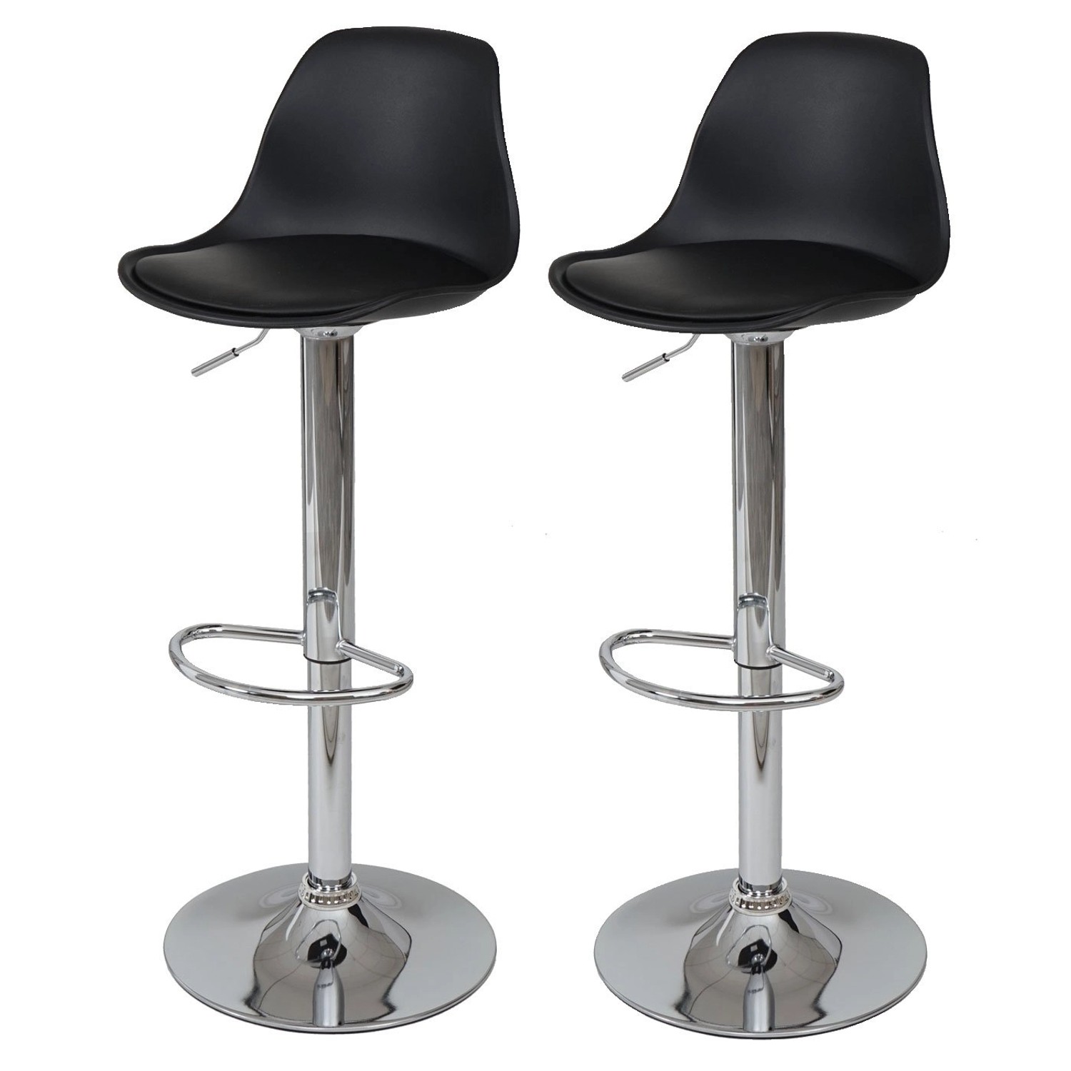 PROREGAL 2er-Set Barhocker Einfach Sitzhöhe 60-80cm Kunstleder Schwarz Tres günstig online kaufen