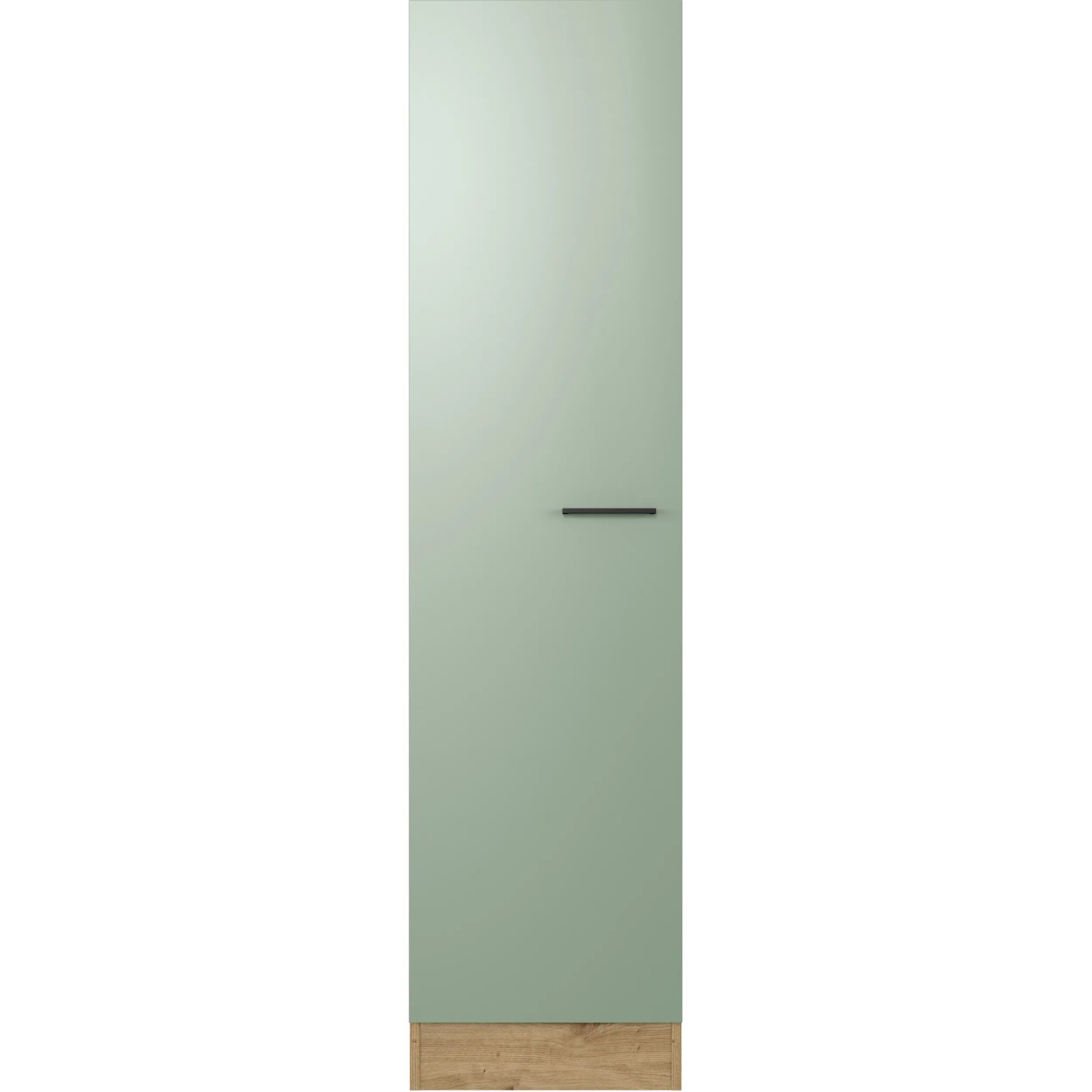 Flex-Well Geschirrschrank Cara, 50 cm, schilfgrün/Artisan Eiche, mit Tür und schwarzem Griff.