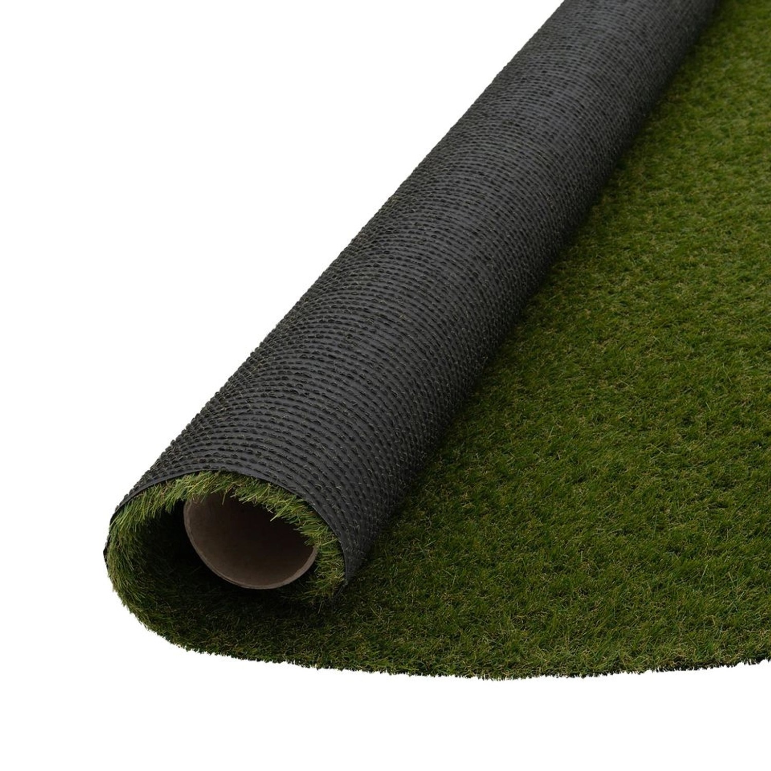 Aufgerollter, runder, grüner Snapstyle Kunstrasen Rasenteppich Chelsea, 133x133cm.