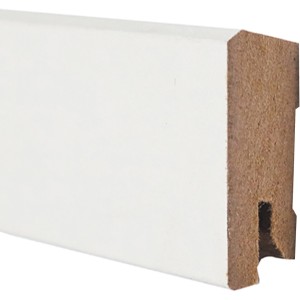 Weiße Sockelleiste Cubica 50, MDF-Fußleiste für Laminat, 14x50x2400 mm.