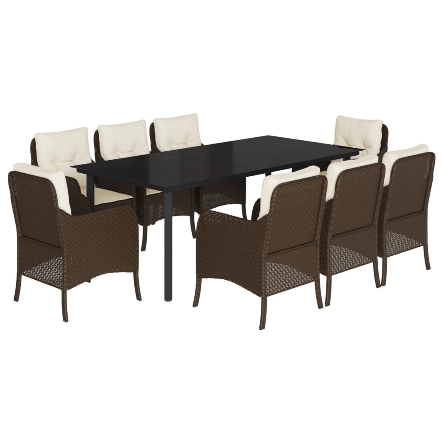 vidaXL 9-Tlg Garten-Essgruppe mit Kissen Braun Poly Rattan 3211947 günstig online kaufen