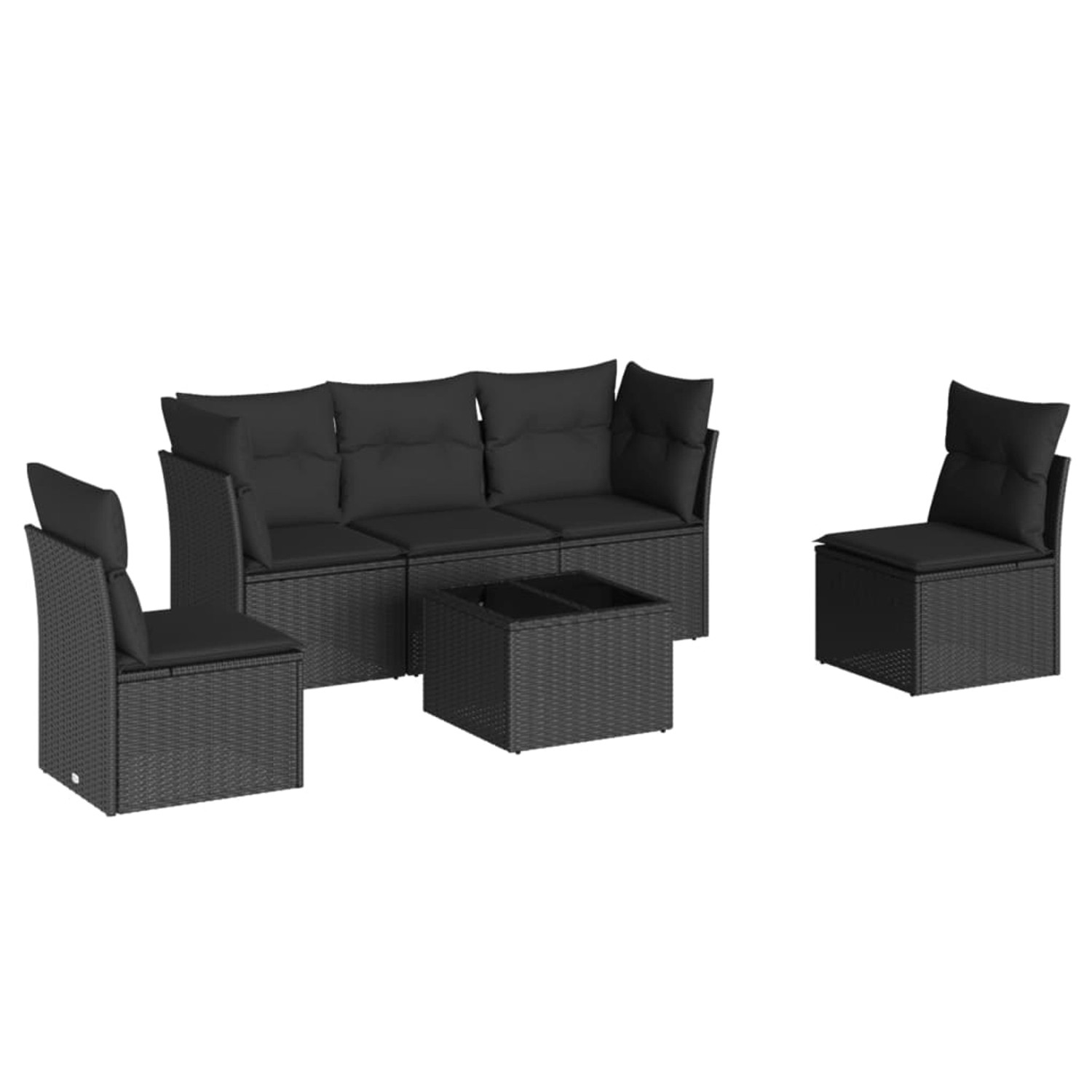 vidaXL 6-tlg Garten-Sofagarnitur mit Kissen Schwarz Poly Rattan Modell 43 günstig online kaufen