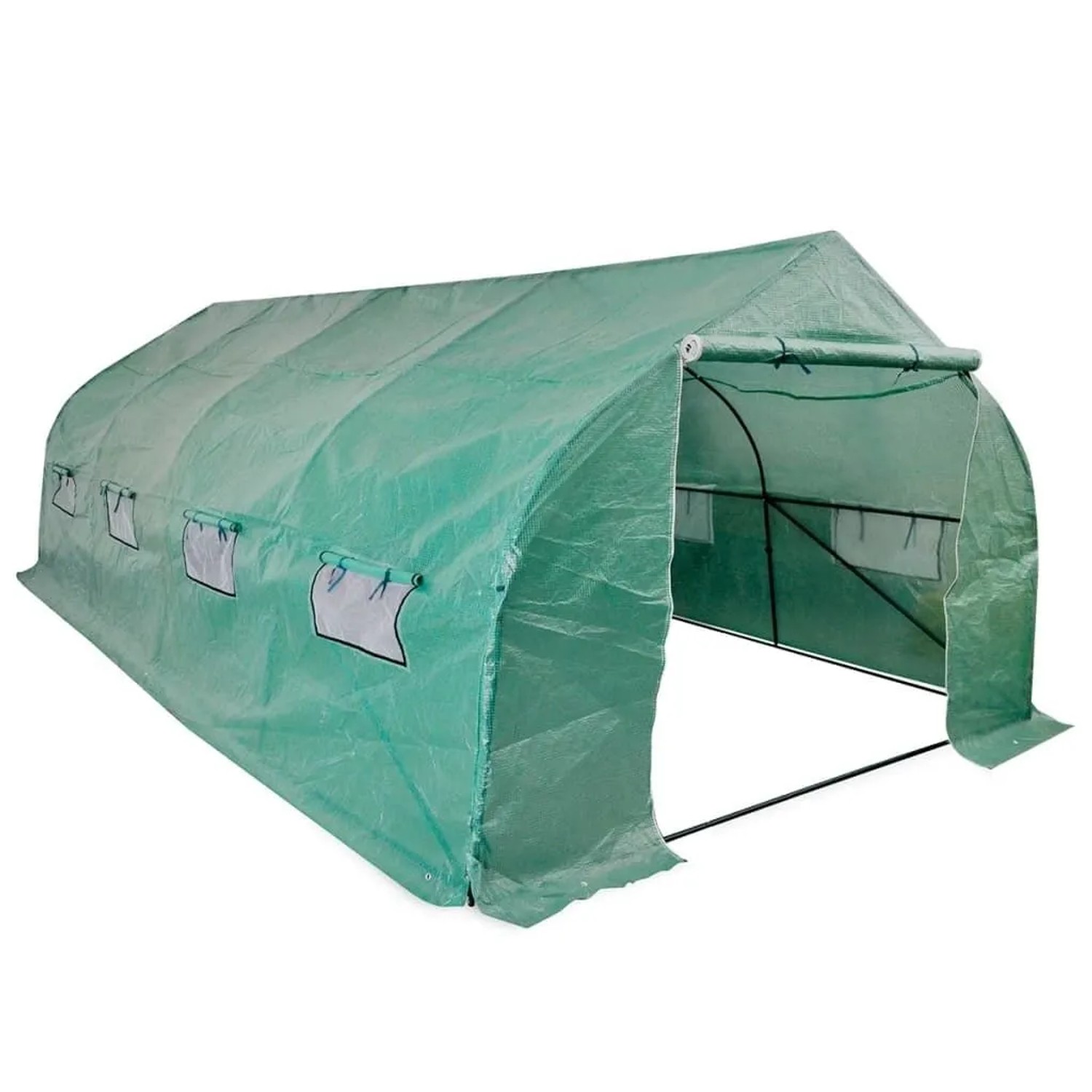 vidaXL Polytunnel Gewächshaus Begehbar & Mobil Stahlrahmen 18 m² 42911