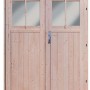 Doppeltür für Karibu Gartenhaus Timsund, unbehandeltes Holz mit Fenstern.