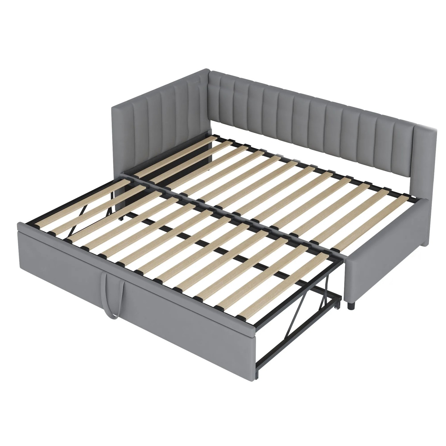 Merax Schlafsofa 90/180x200cm Samt Ausziehbett Grau