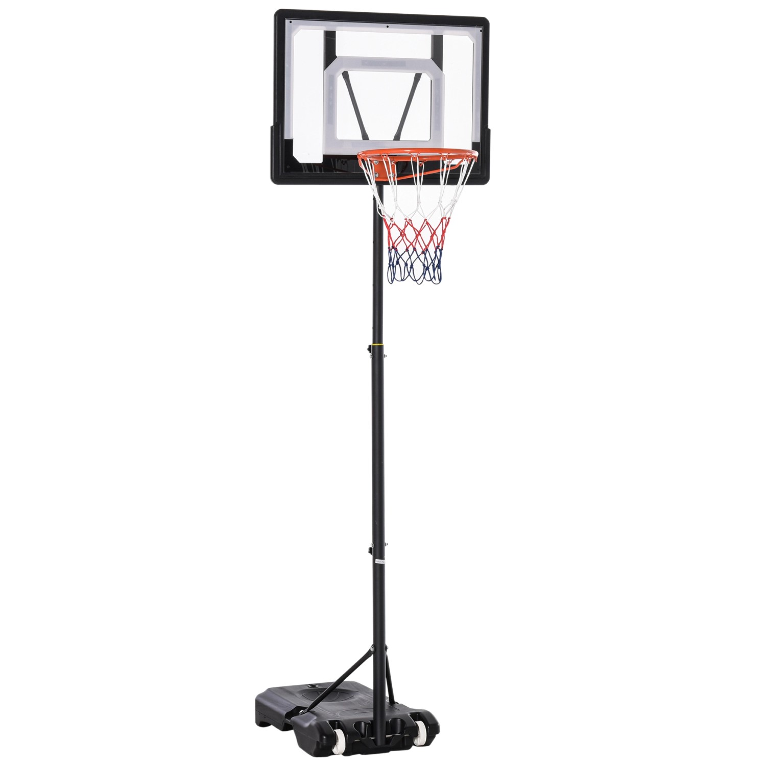 HOMCOM Basketballständer Stahl  PVC  HDPE Schwarz 83B x 75T x 260H cm