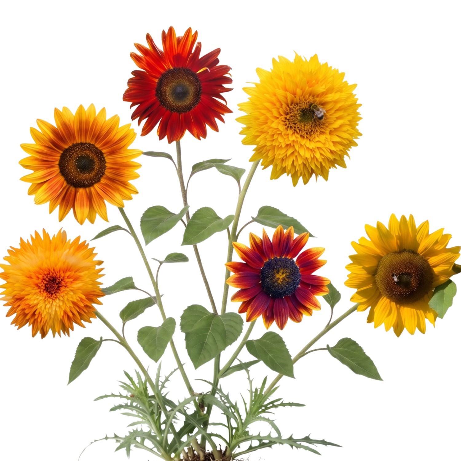 Bunte LaCaTho Sonnenblumen Mischung mit roten, orangen, gelben Blüten. 2000 Samen für Garten & Bienen.
