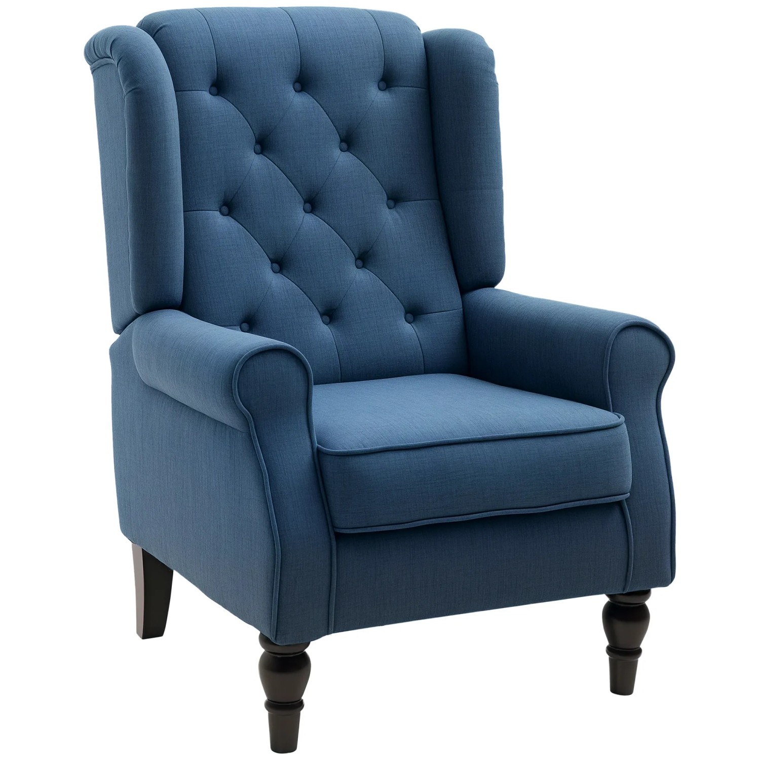HOMCOM Einzelsessel mit Tufting Polyester Holz Blau B74 x T86 x H102 cm