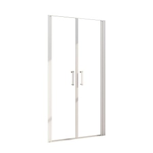AICA Doppeltür 70x185cm, mattgrauer Rahmen, ESG-Glas, Pendeltür für Dusche.