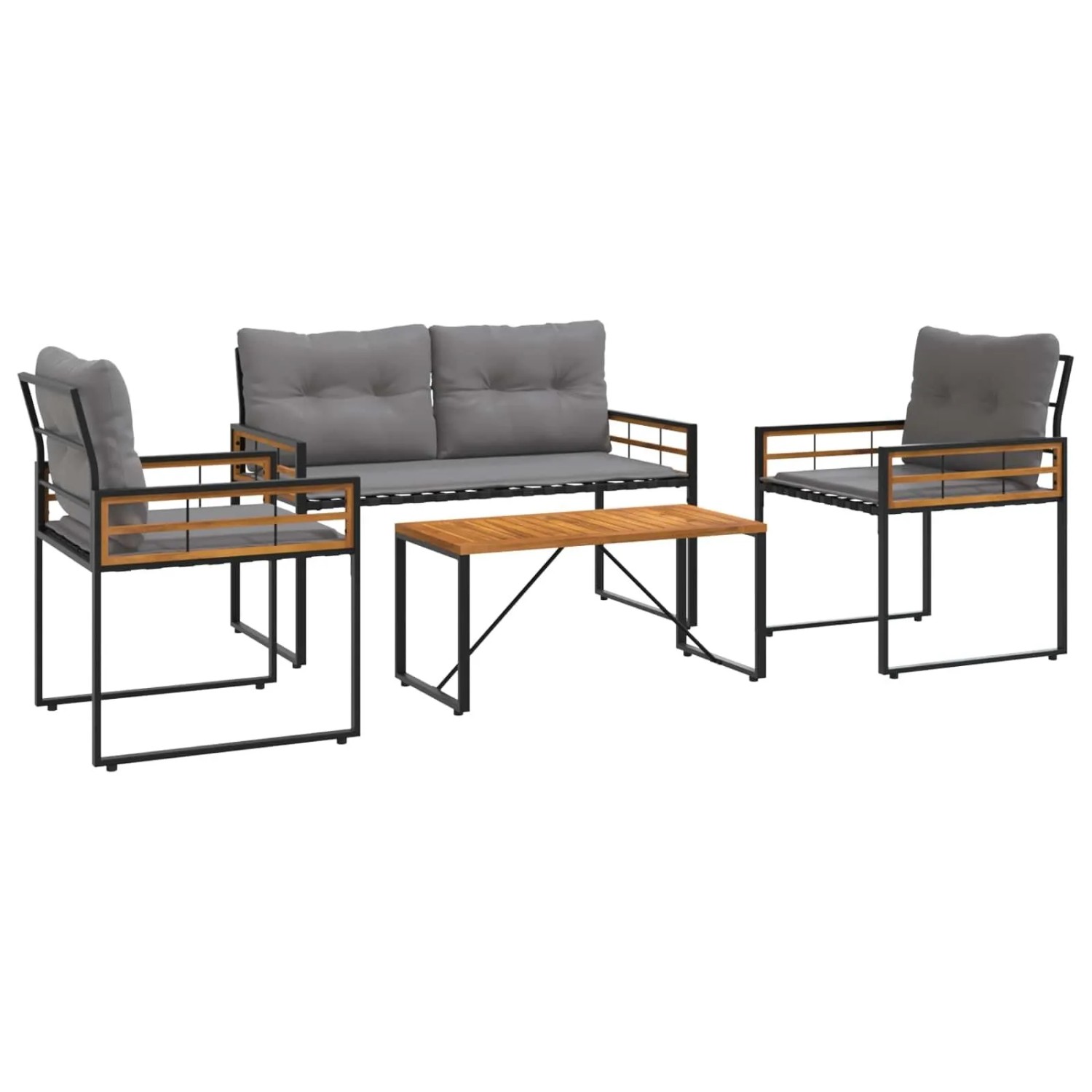 vidaXL Gartenmöbel Set mit Kissen 4-Tlg Hellgrau 42026928