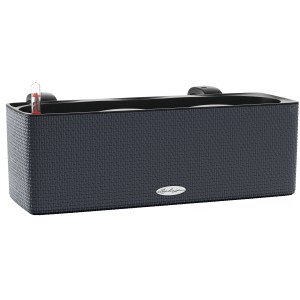 Lechuza Cube Color Triple Pflanzkasten in Schiefergrau, mit Bewässerungssystem für Kräuter und Pflanzen.