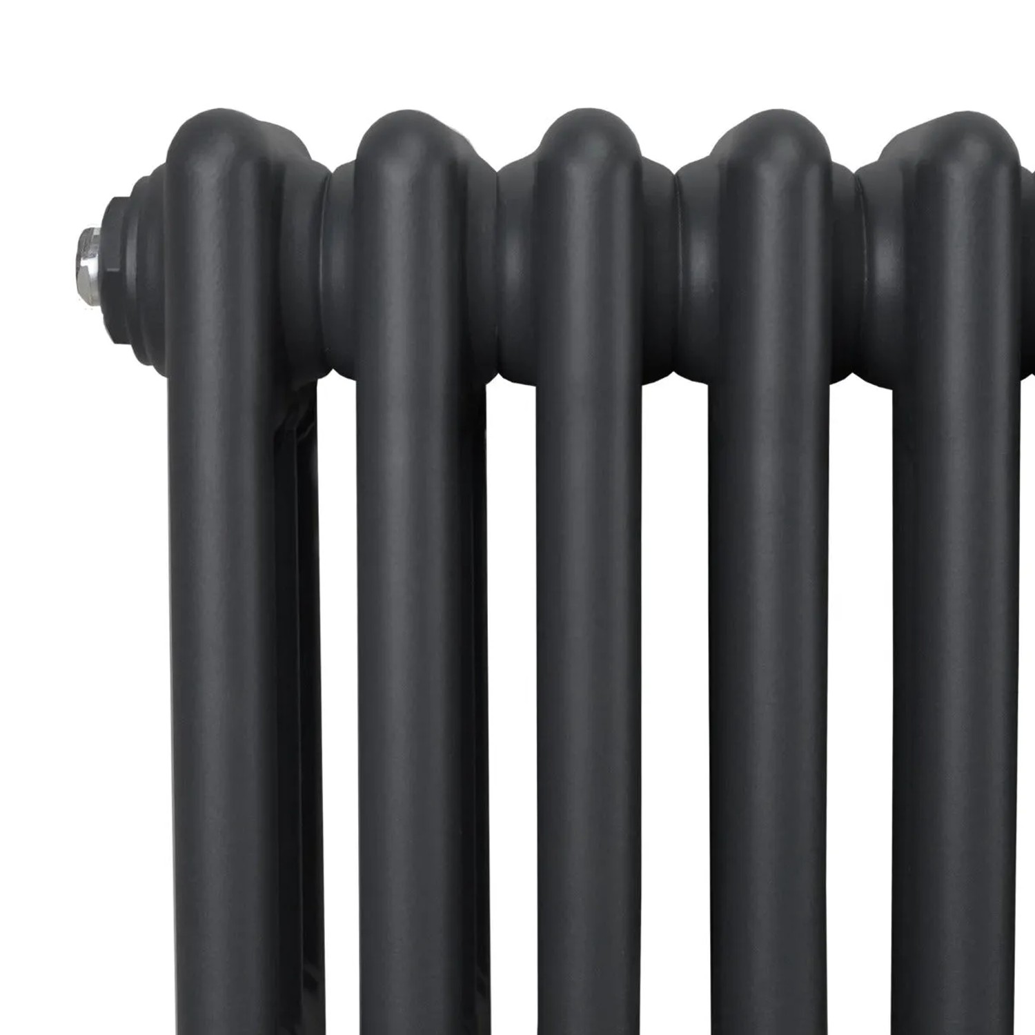 Detailansicht: Anthrazitgrauer 3-Säulen Heizkörper (300x1192mm) im traditionellen Design.