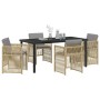 Beige 5-tlg. Garten Essgruppe aus Poly Rattan von vidaXL mit Tisch und Stühlen.