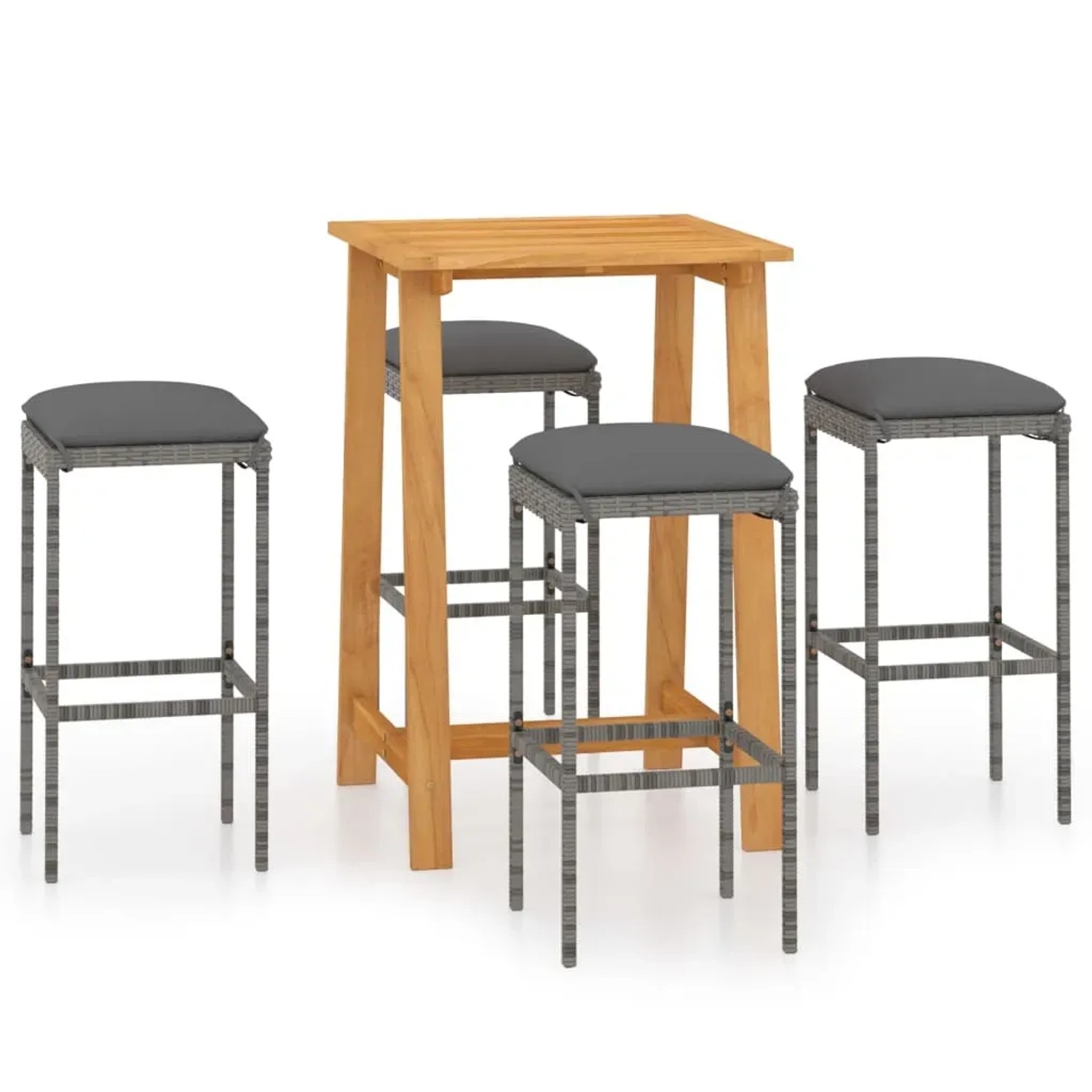 vidaXL 5-Tlg Gartenbar-Set mit Kissen Grau 3067951