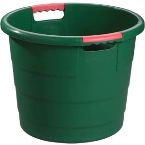 Grünes Garantia Universal-Rundgefäß Toni 70 l mit roten Griffen für Garten & Ernte.