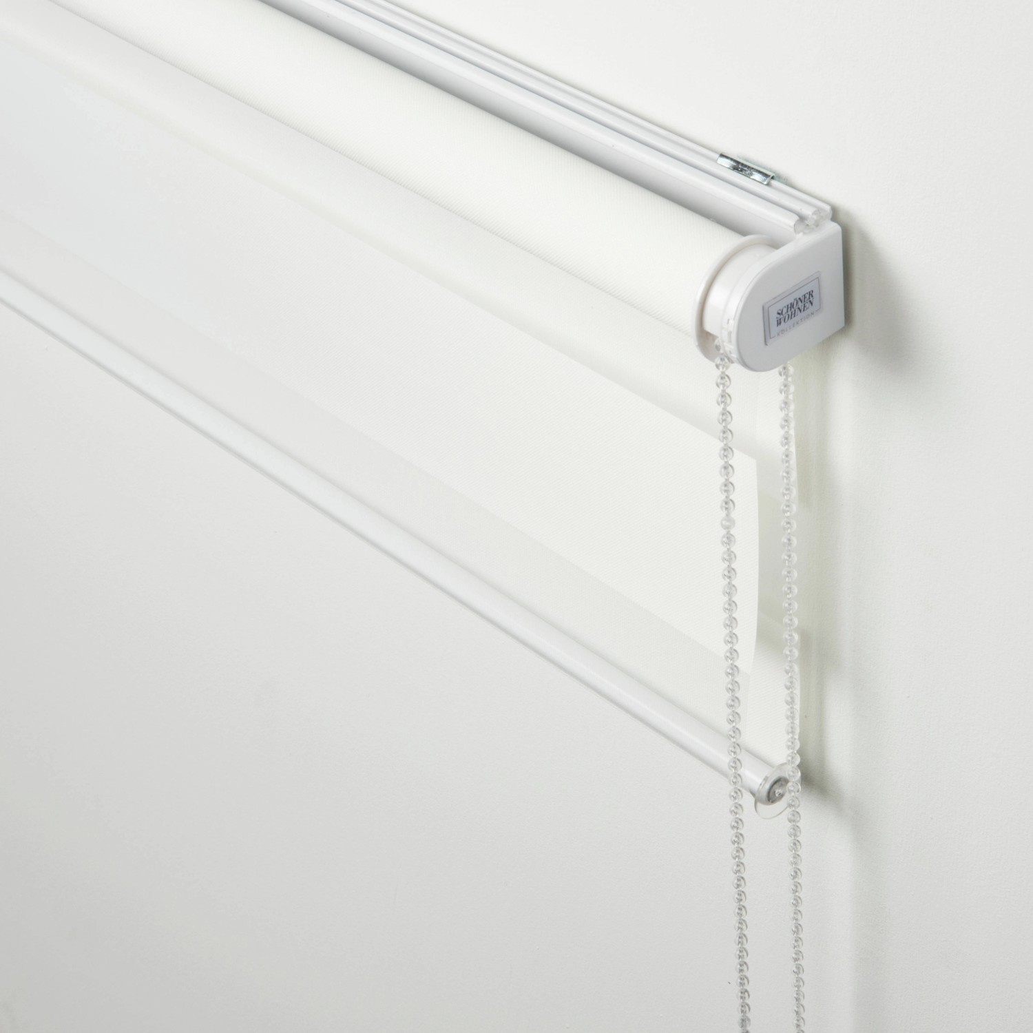 Schöner Wohnen Doppelrollo Tilda, 60x150 cm, Weiß. Lichtdurchlässiges Rollo mit Kettenzug.